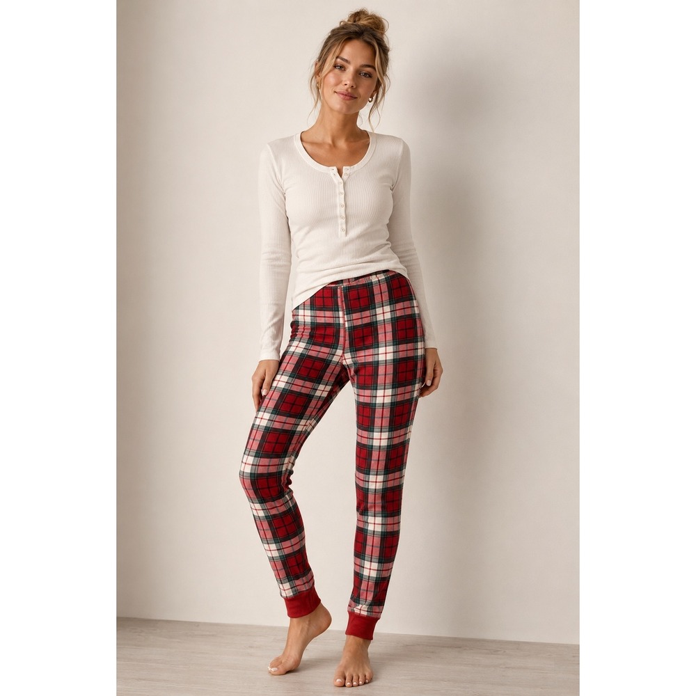 Hanna Andersson Red Plaid Organic Cotton Pajama Pants Large Holiday Tartan
